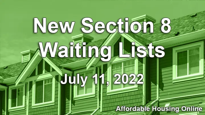 New Section 8 Waiting Lists Banner image for July 11, 2022
