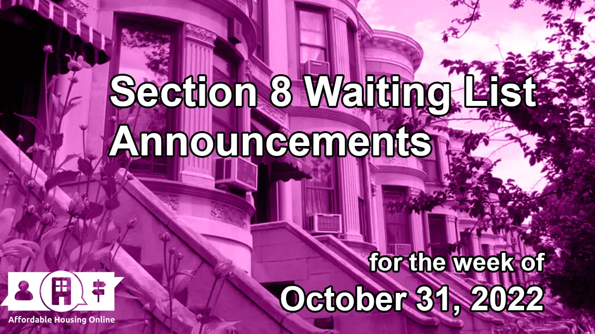 Section 8 Waiting List Announcements Oct. 31, 2022 AHO News