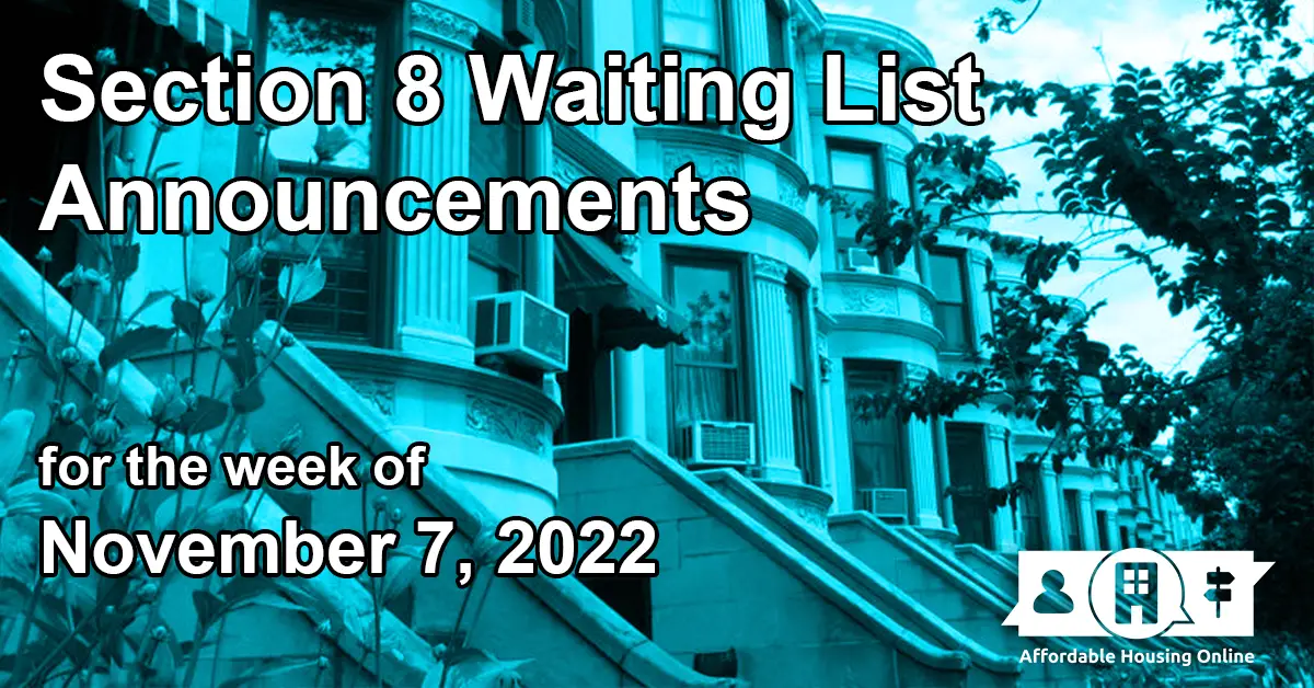 Section 8 Waiting List Announcements Nov. 7, 2022 AHO News
