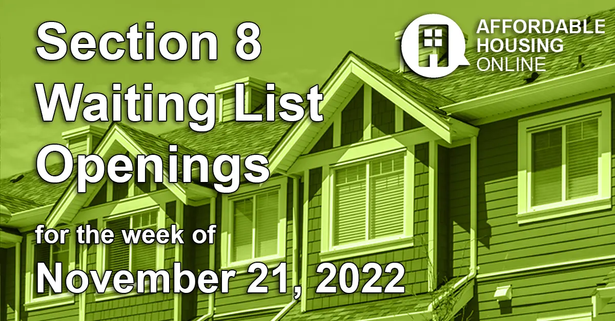 Section 8 Waiting List Openings Banner image for November 21, 2022 - Affordable Housing Online