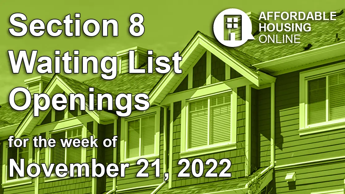 Section 8 Waiting List Openings Nov. 21, 2022 AHO News