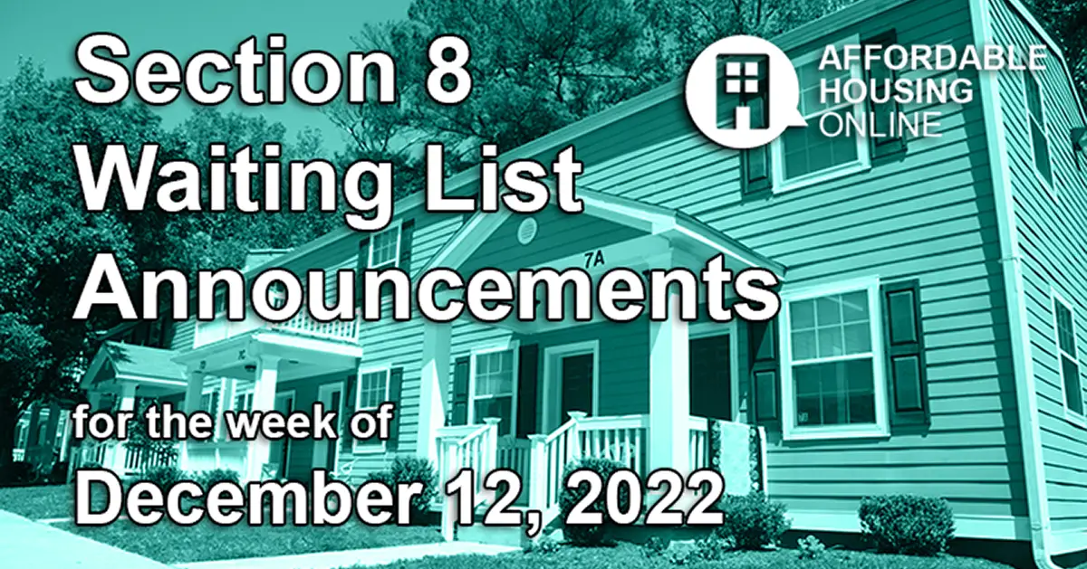 Section 8 Waiting List Announcements Dec. 12, 2022 AHO News